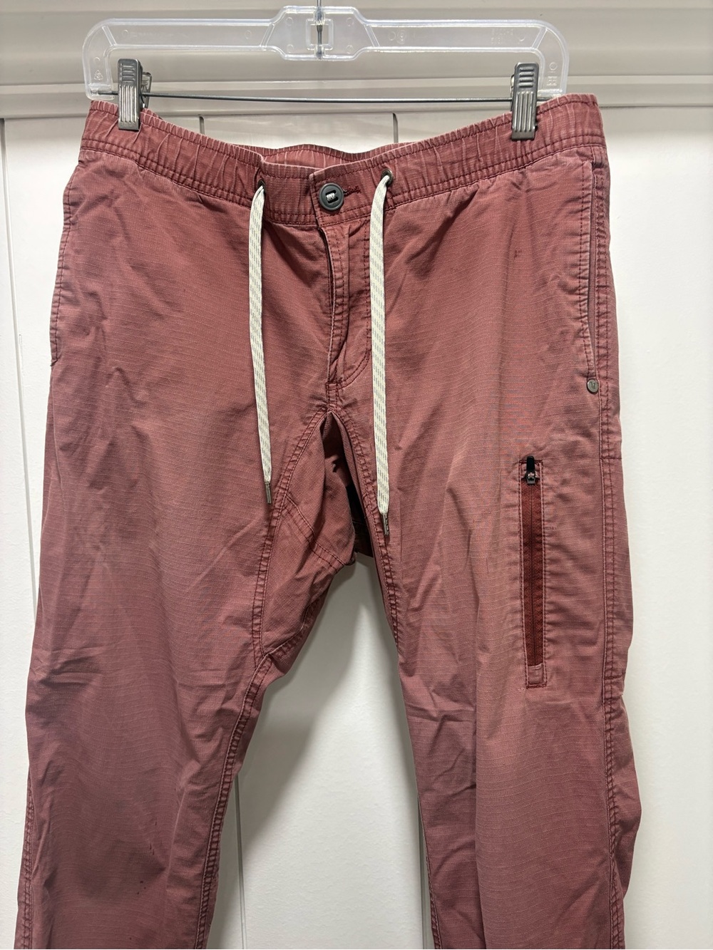 Vuori Pants Women M Terracotta Pink Ripstop Stretch Cotton Drawstring Hike - Picture 2 of 6
